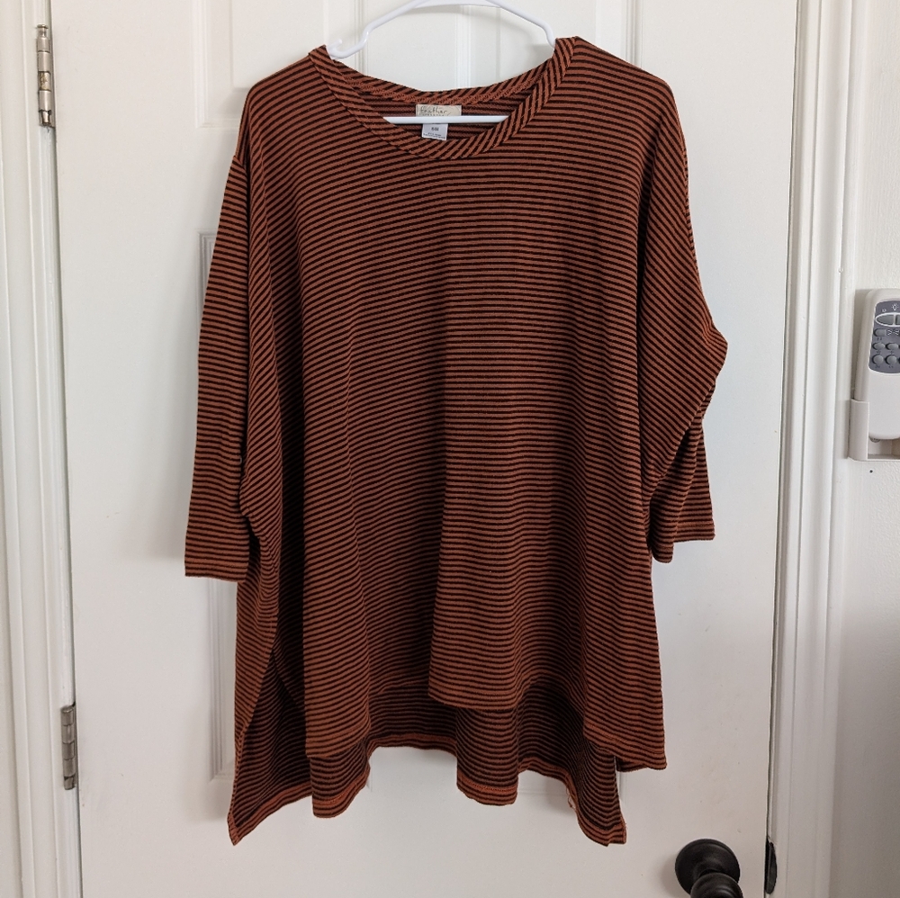 Feathers Brown Striped Long Sleeve Top